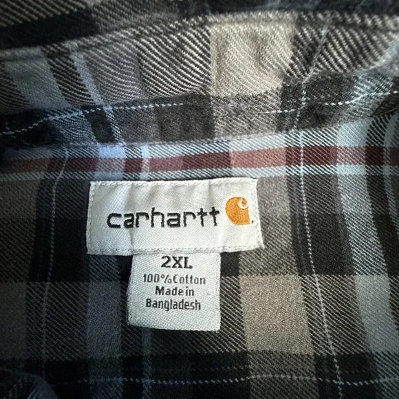 Carhartt Plaided Men's Long Sleeve Shirt 2XL Double Chest Pocket - Picture 5 of 7